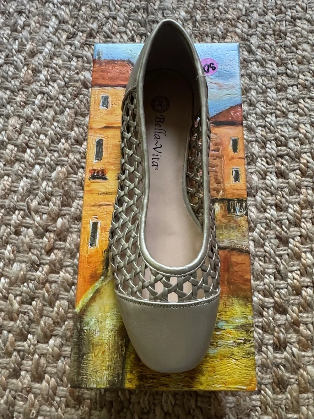 Bella Vita Women's Woven Ballet Flat in Metallic Gold-Tone